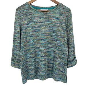 ALLISON DALEY Colorful Knit Sweater Top Multicolor Size Medium Lightweight